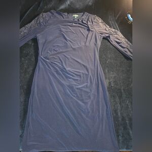 Lauren Ralph Lauren Blue Ruched Long Sleeve With Lace. Size 14